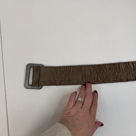 Vtg Astor Belt West Germany Taupe‎ Tan Leather Elastic Waist Belt Cinch Stretch main image 9